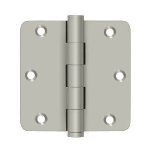 Solid Brass 1/4" Radius Residential Hinge by Deltana - 3-1/2" x 3-1/2" - Brushed Nickel - New York Hardware
