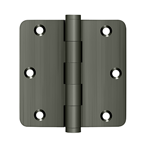 Solid Brass 1/4" Radius Residential Hinge by Deltana - 3-1/2" x 3-1/2" - Antique Nickel - New York Hardware