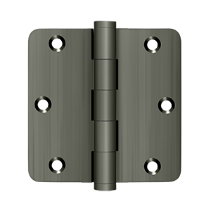 Solid Brass 1/4" Radius Hinge by Deltana - 3-1/2" x 3-1/2" - Antique Nickel - New York Hardware