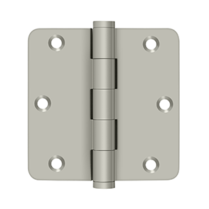 Solid Brass 1/4" Radius Hinge by Deltana - 3-1/2" x 3-1/2" - Brushed Nickel - New York Hardware