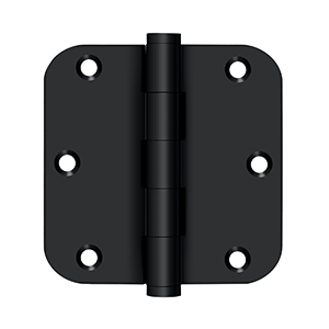 Solid Brass 1/4" Radius Residential Hinge by Deltana - 3-1/2" x 3-1/2" - Paint Black - New York Hardware