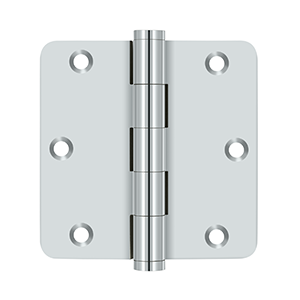 Solid Brass 1/4" Radius Residential Hinge by Deltana - 3-1/2" x 3-1/2" - Polished Chrome - New York Hardware