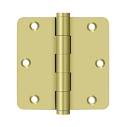 Solid Brass 1/4" Radius Hinge by Deltana - 3-1/2" x 3-1/2" - Polished Brass - New York Hardware