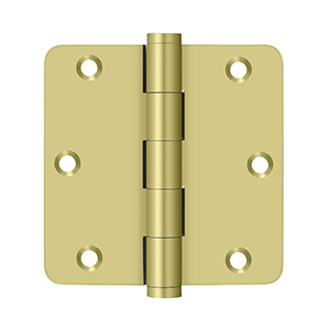 Solid Brass 1/4" Radius Hinge by Deltana - 3-1/2" x 3-1/2" - Polished Brass - New York Hardware