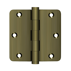Solid Brass 1/4" Radius Residential Hinge by Deltana - 3-1/2" x 3-1/2" - Antique Brass - New York Hardware