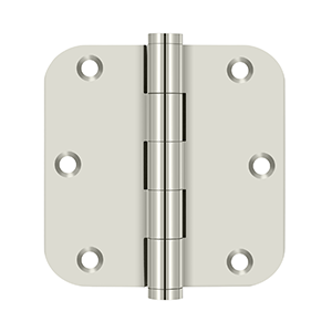 Solid Brass 5/8" Radius Residential Hinge by Deltana - 3-1/2" x 3-1/2" x 5/8" - Polished Nickel - New York Hardware