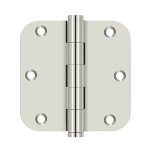 Solid Brass 5/8" Radius Hinge by Deltana - 3-1/2" x 3-1/2" - Polished Nickel - New York Hardware