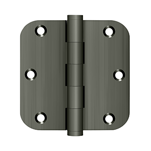 Solid Brass 5/8" Radius Residential Hinge by Deltana - 3-1/2" x 3-1/2" x 5/8" - Antique Nickel - New York Hardware