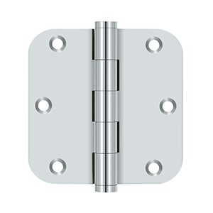 Solid Brass 5/8" Radius Residential Hinge by Deltana - 3-1/2" x 3-1/2" x 5/8" - Polished Chrome - New York Hardware