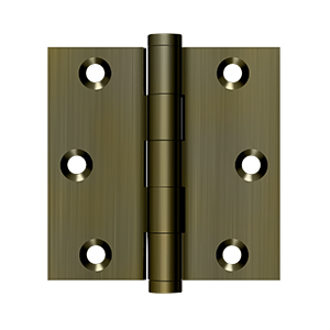 Solid Brass Square Hinge by Deltana - 3" x 3" - Antique Brass - New York Hardware