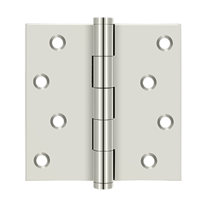 Solid Brass Square Zig-Zag Residential Hinge by Deltana - 4" x 4"  - Polished Nickel - New York Hardware
