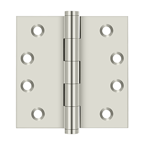 Solid Brass Square Hinge by Deltana - 4" x 4" - Polished Nickel - New York Hardware