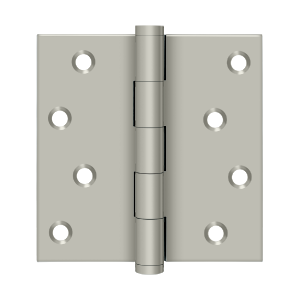 Solid Brass Square Zig-Zag Residential Hinge by Deltana - 4" x 4"  - Brushed Nickel - New York Hardware