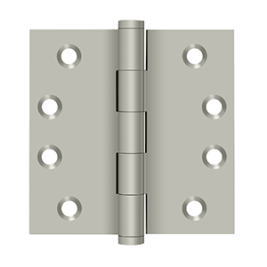 Solid Brass Square Hinge by Deltana - 4" x 4" - Brushed Nickel - New York Hardware