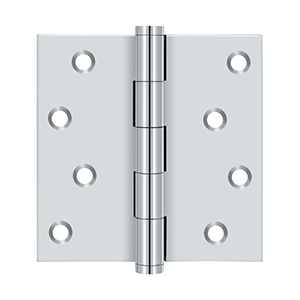 Solid Brass Square Zig-Zag Residential Hinge by Deltana - 4" x 4"  - Polished Chrome - New York Hardware