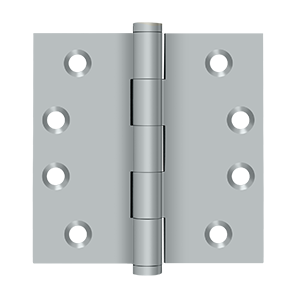 Solid Brass Square Hinge by Deltana - 4" x 4" - Brushed Chrome - New York Hardware