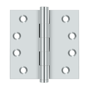 Solid Brass Square Hinge by Deltana - 4" x 4" - Polished Chrome - New York Hardware