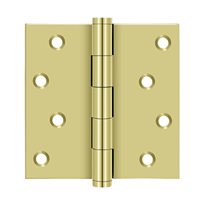 Solid Brass Square Zig-Zag Residential Hinge by Deltana - 4" x 4"  - Polished Brass - New York Hardware