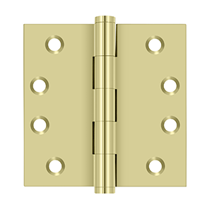 Solid Brass Square Hinge by Deltana - 4" x 4" - Unlacquered Brass - New York Hardware