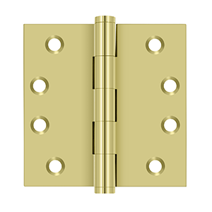 Solid Brass Square Hinge by Deltana - 4" x 4" - Polished Brass - New York Hardware