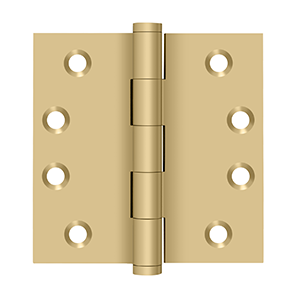 Solid Brass Square Hinge by Deltana - 4" x 4" - Brushed Brass - New York Hardware