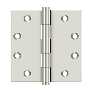 Solid Brass Square Hinge by Deltana - 4-1/2" x 4-1/2"  - Polished Nickel - New York Hardware