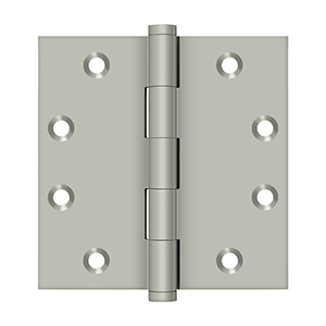 Solid Brass Square Hinge by Deltana - 4-1/2" x 4-1/2"  - Brushed Nickel - New York Hardware