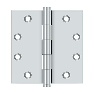 Solid Brass Square Hinge by Deltana - 4-1/2" x 4-1/2"  - Polished Chrome - New York Hardware