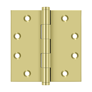 Solid Brass Square Hinge by Deltana - 4-1/2" x 4-1/2"  - Polished Brass - New York Hardware