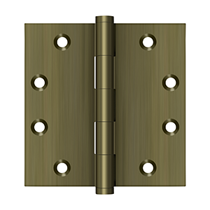 Solid Brass Square Hinge by Deltana - 4-1/2" x 4-1/2"  - Antique Brass - New York Hardware