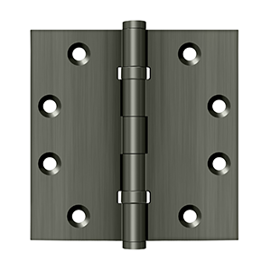 Solid Brass Square Ball Bearing Hinge by Deltana - 4-1/2" x 4-1/2"  - Antique Nickel - New York Hardware