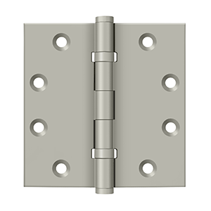 Solid Brass Square Ball Bearing Hinge by Deltana - 4-1/2" x 4-1/2"  - Brushed Nickel - New York Hardware