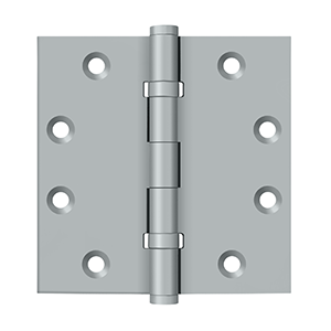 Solid Brass Square Ball Bearing Hinge by Deltana - 4-1/2" x 4-1/2"  - Brushed Chrome - New York Hardware