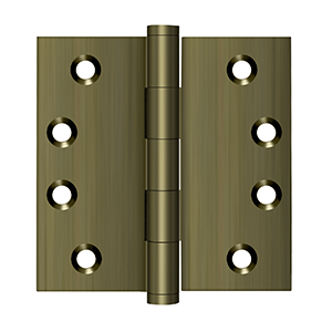 Solid Brass Square Hinge by Deltana - 4" x 4" - Antique Brass - New York Hardware