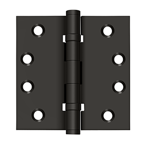 Solid Brass Square Ball Bearing Hinge by Deltana - 4" x 4"  - Oil Rubbed Bronze - New York Hardware