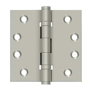 Solid Brass Square Ball Bearing Hinge by Deltana - 4" x 4"  - Brushed Nickel - New York Hardware