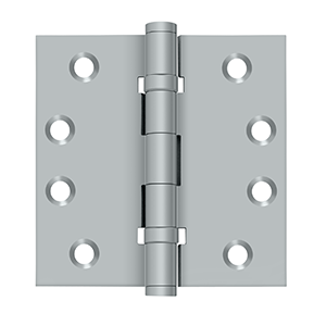 Solid Brass Square Ball Bearing Hinge by Deltana - 4" x 4"  - Brushed Chrome - New York Hardware
