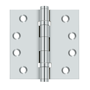 Solid Brass Square Ball Bearing Hinge by Deltana - 4" x 4"  - Polished Chrome - New York Hardware