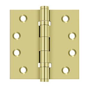 Solid Brass Square Ball Bearing Hinge by Deltana - 4" x 4"  - Polished Brass - New York Hardware