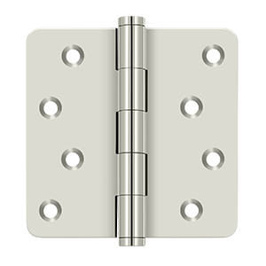Solid Brass 1/4" Radius Zig-Zag Hinge by Deltana - 4" x 4" - Polished Nickel - New York Hardware