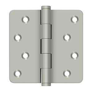 Solid Brass 1/4" Radius Zig-Zag Hinge by Deltana - 4" x 4" - Brushed Nickel - New York Hardware