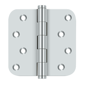 Solid Brass 1/4" Radius Zig-Zag Hinge by Deltana - 4" x 4" - Polished Chrome - New York Hardware