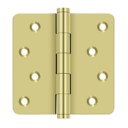 Solid Brass 1/4" Radius Zig-Zag Hinge by Deltana - 4" x 4" - Polished Brass - New York Hardware