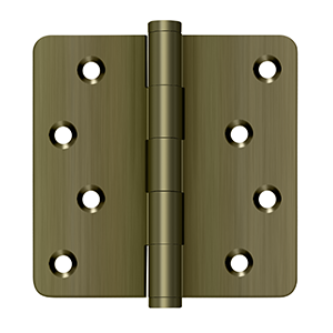 Solid Brass 1/4" Radius Zig-Zag Hinge by Deltana - 4" x 4" - Antique Brass - New York Hardware