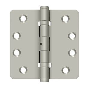 Solid Brass 1/4" Radius Ball Bearings NRP Hinge by Deltana - 4" x 4" - Brushed Nickel - New York Hardware
