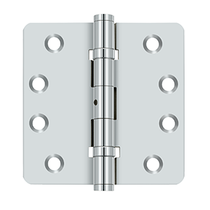 Solid Brass 1/4" Radius Ball Bearings NRP Hinge by Deltana - 4" x 4" - Polished Chrome - New York Hardware