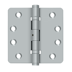Solid Brass 1/4" Radius Ball Bearings NRP Hinge by Deltana - 4" x 4" - Brushed Chrome - New York Hardware