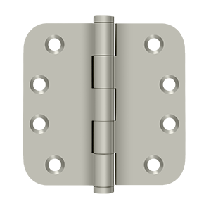 Solid Brass 5/8" Radius Hinge by Deltana - 4" x 4" - Brushed Nickel - New York Hardware