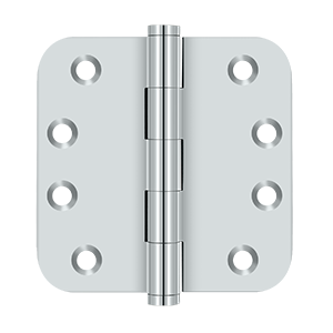 Solid Brass 5/8" Radius Hinge by Deltana - 4" x 4" - Polished Chrome - New York Hardware