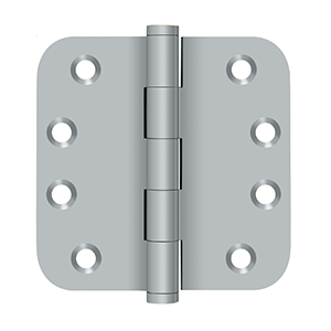 Solid Brass 5/8" Radius Hinge by Deltana - 4" x 4" - Brushed Chrome - New York Hardware